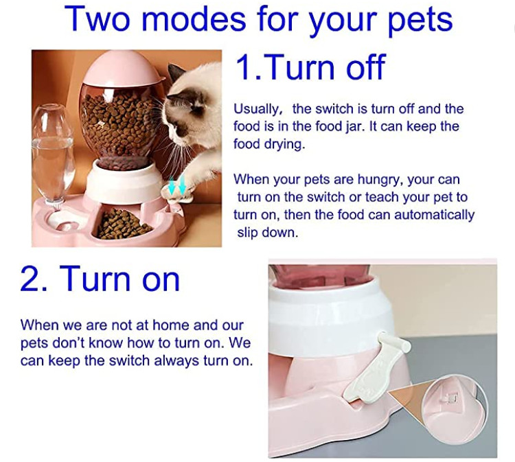 Plastic Automatic Pet Food Bowl For Small Medium Cats Dogs 2.2L
