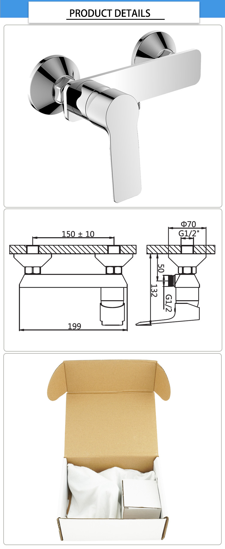 Brass Chromed Ceramic Cartridge 35mm Bathroom Shower Faucets