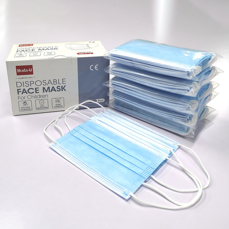 Blue Disposable Earloop Face Mask For Kids , Kids Protective Face Mask , 3Ply Face Mask For Children , CE And FDA