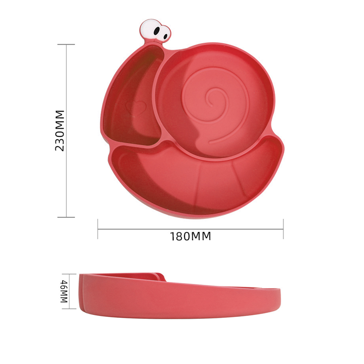 Suction Silicone Feeding Tray Set Food Grade Infant Feeding Dish Snail Shape