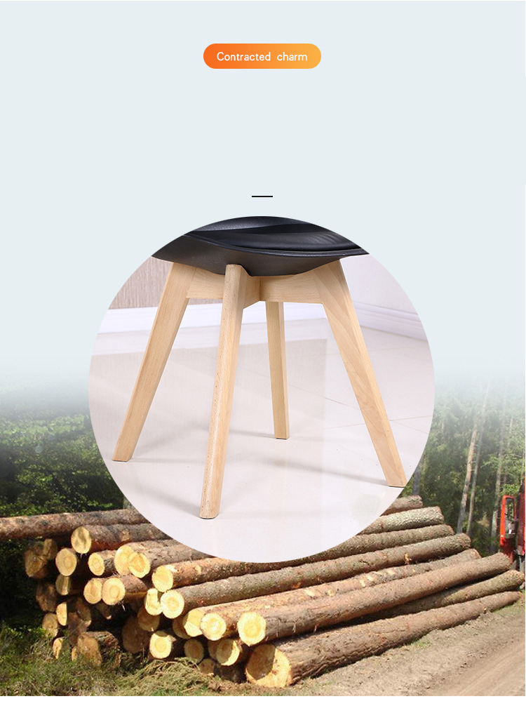 Yellow Upholstered Leather Dining Chairs PP Plastic Modern Dining Chairs With Wood Legs