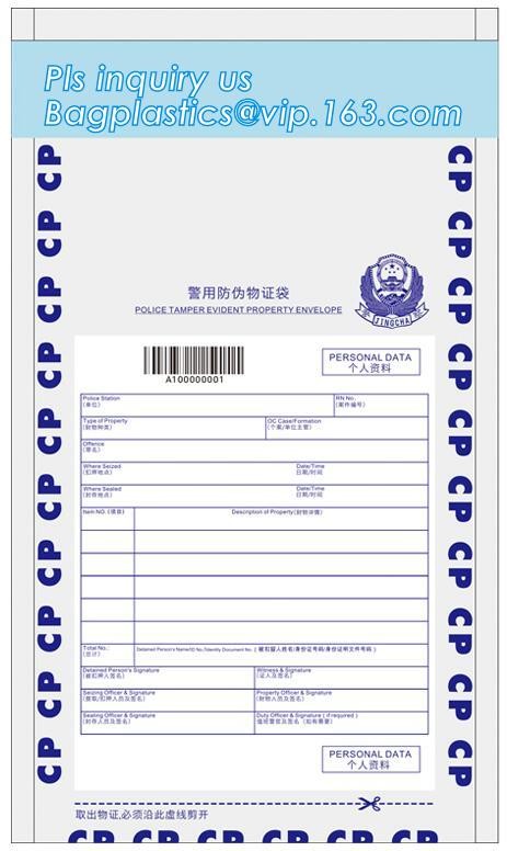 Security plastic bag with adhesive tape for cash, plastic money bag, Security Money Cash Bag For Airport/Bank and police