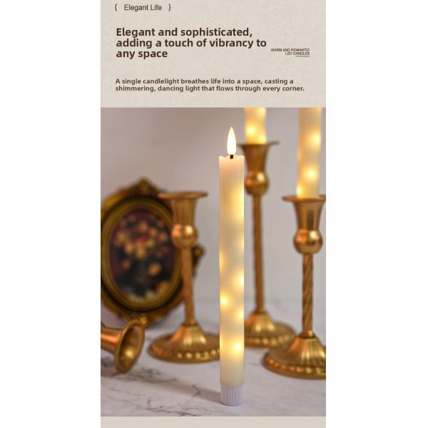 Electronic Flameless Taper Candles Glossy Wax LED Candles Battery Powered