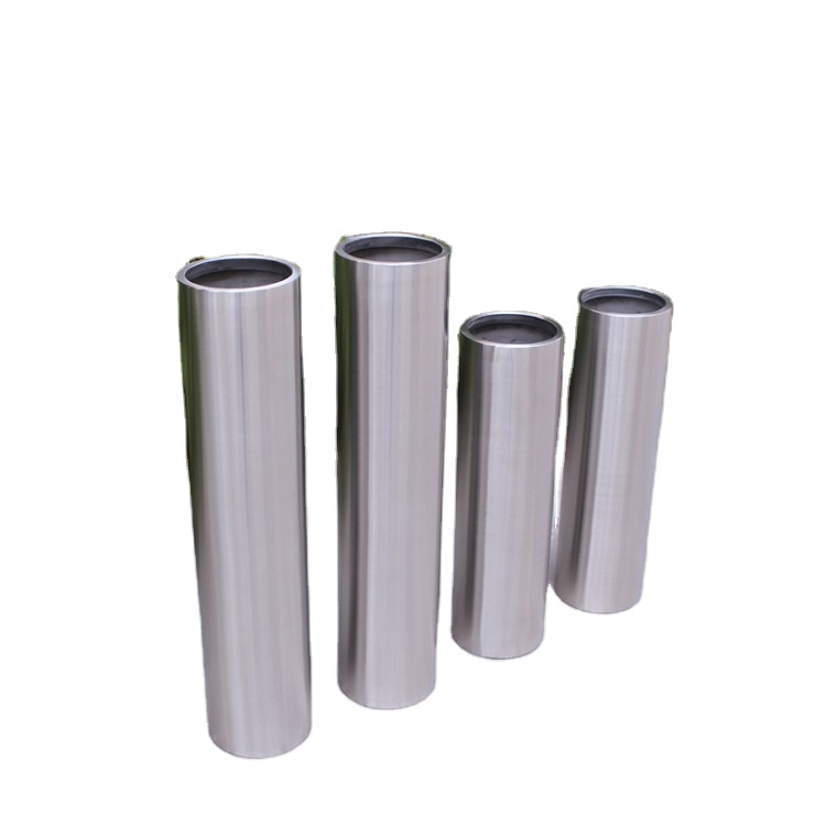 High barrel stainless steel artificial flower pot metal planter