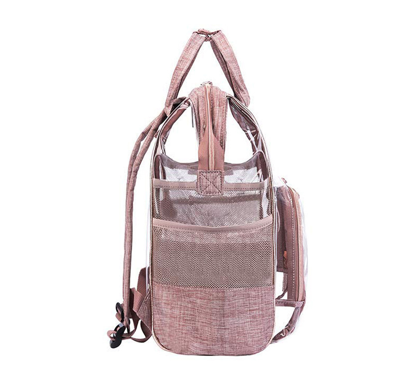 23L PTU Oxford Transparent Diaper Bag Backpack
