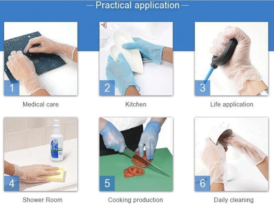 Blue Color Disposable Food Contact Gloves / Restaurant Disposable Food Safe Gloves