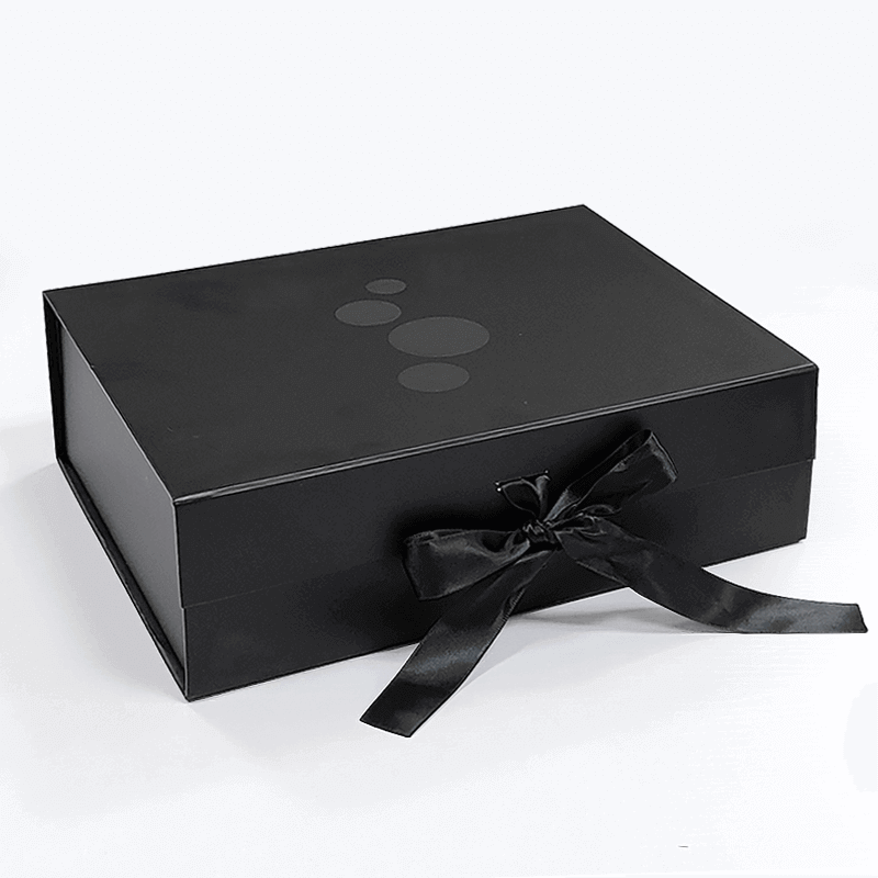 Rectangle Luxury Black Magnetic Gift Box With Paperboard Liner Custom Printing Logo