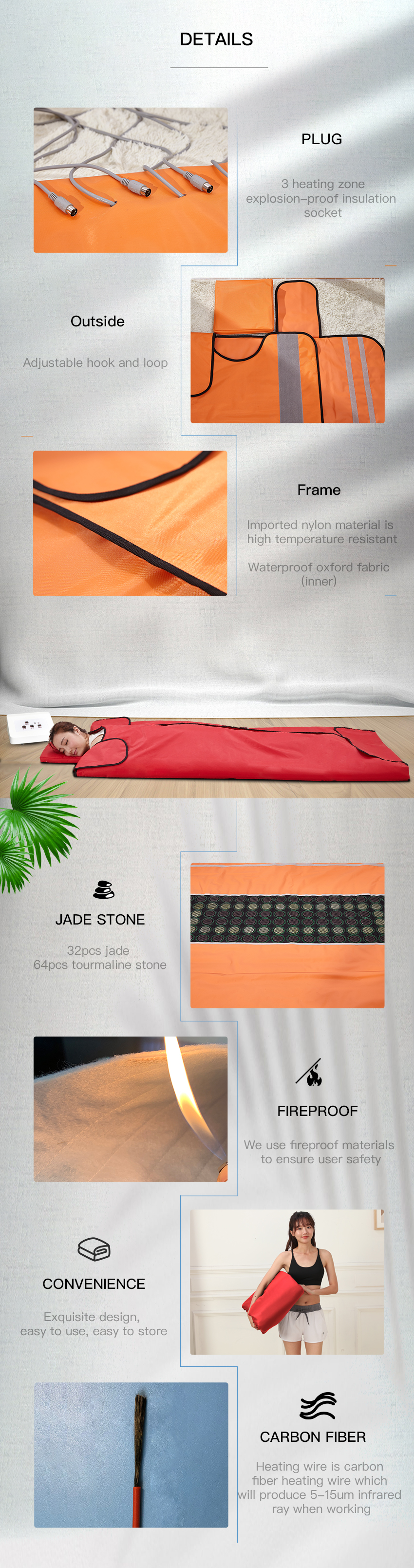 Household FIR Far Infrared Blanket Sauna Full Spectrum Carbon Fiber Heating Wire