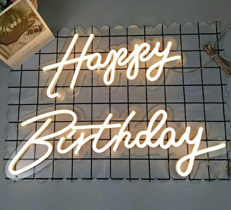 Happy Birthday Acrylic Led Letters LED Decorative Lights 2835SMD Neon Sign
