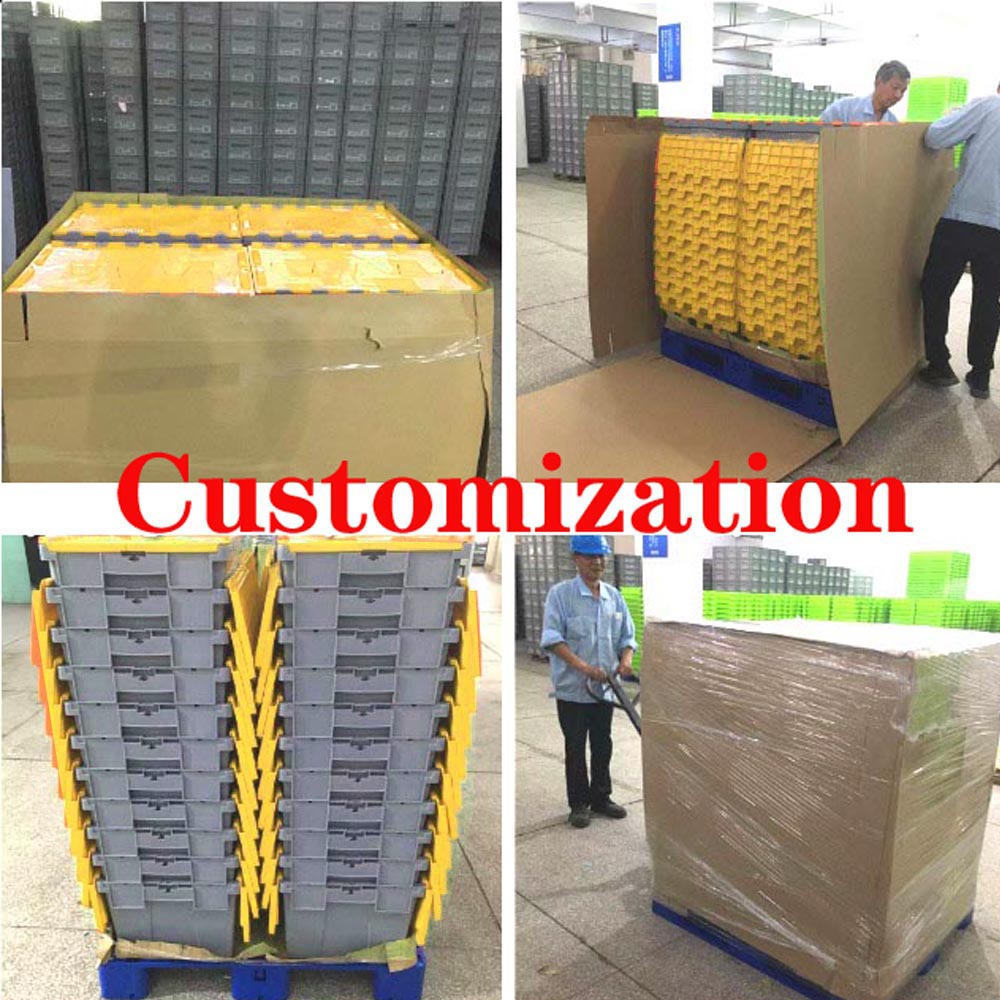 Heavy Duty Stackable Nesting HDPE Plastic Crates With Attached Lid Totes 67 ltr