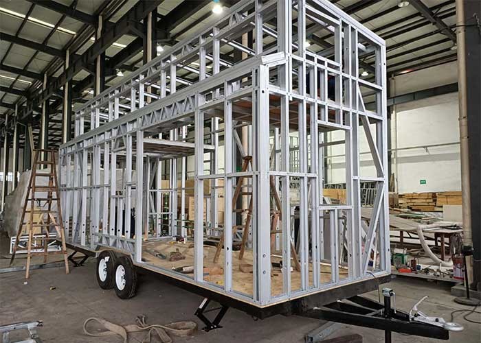 Mobile Prefab Light Steel Tiny House With Wheels Kit Home In AU/EU/US Standard