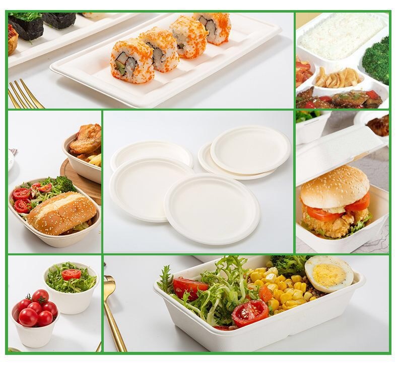 Sugarcane Bagasse Pulp Disposable Party Plates , Bamboo Compostable Plates