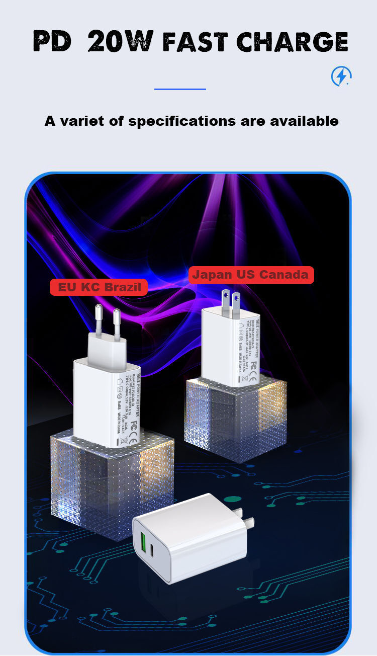 USB A+C Wall Charger 2 Pack 20W Fast Charging Block For Apple Watch