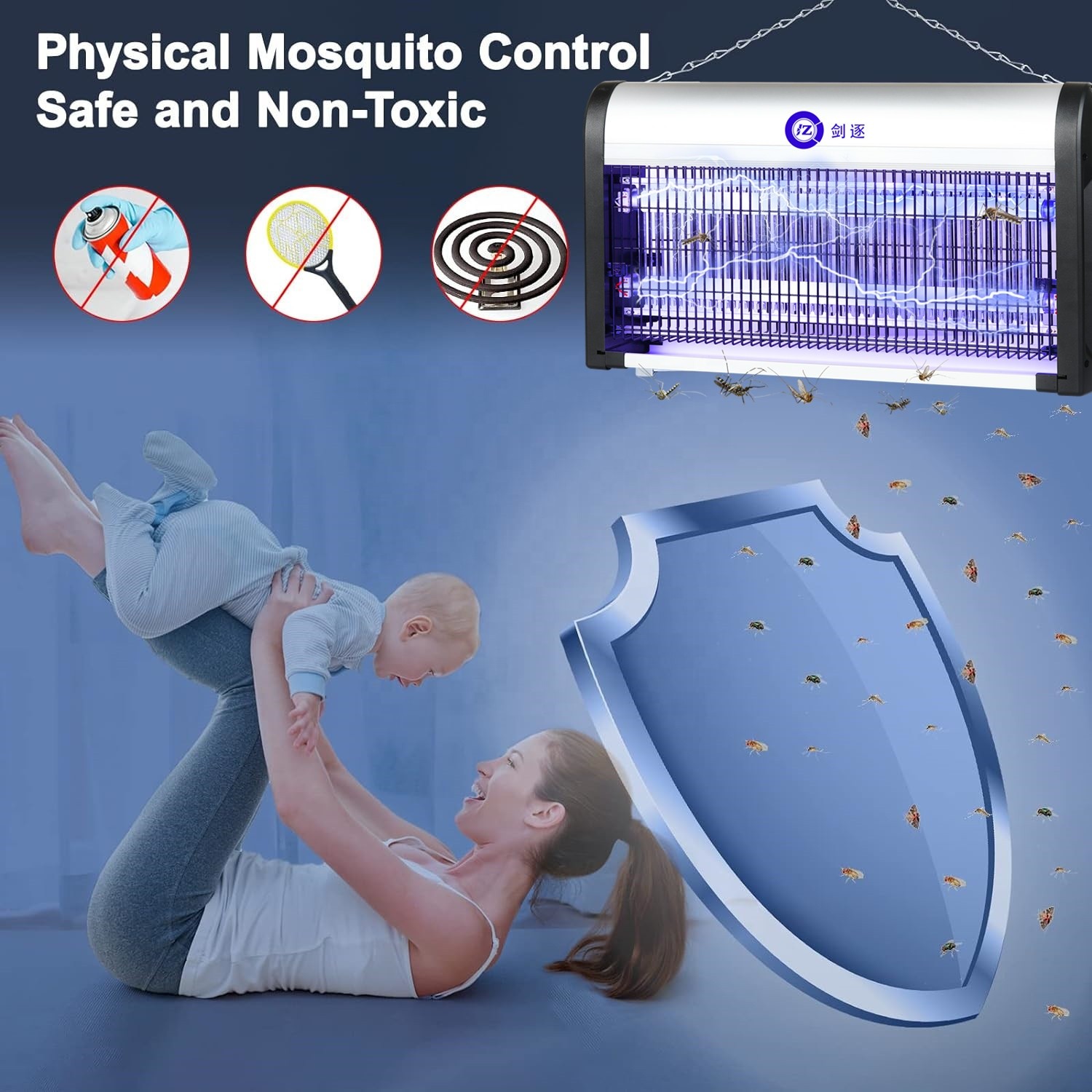 JZ 20W 30W 40W UV Light Aluminum Alloy Anti Mosquito Lamp Flies Moths Catcher Flying Insect Killer Machine for Indoor Using