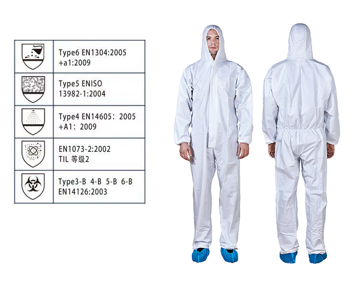 Full Sizes Options White Disposable Hooded Coverall for Safety Equipment Protection