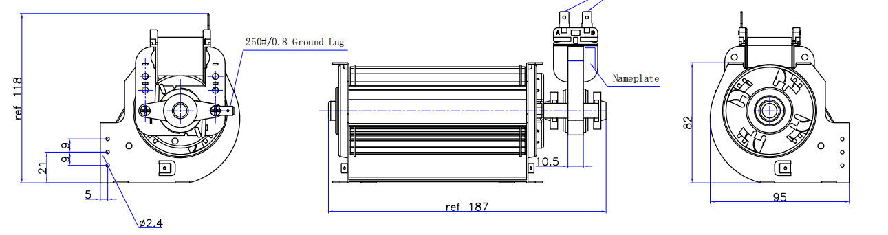 Tangential Centrifugal Cross Flow Fans European Convection 220 - 240V 50HZ