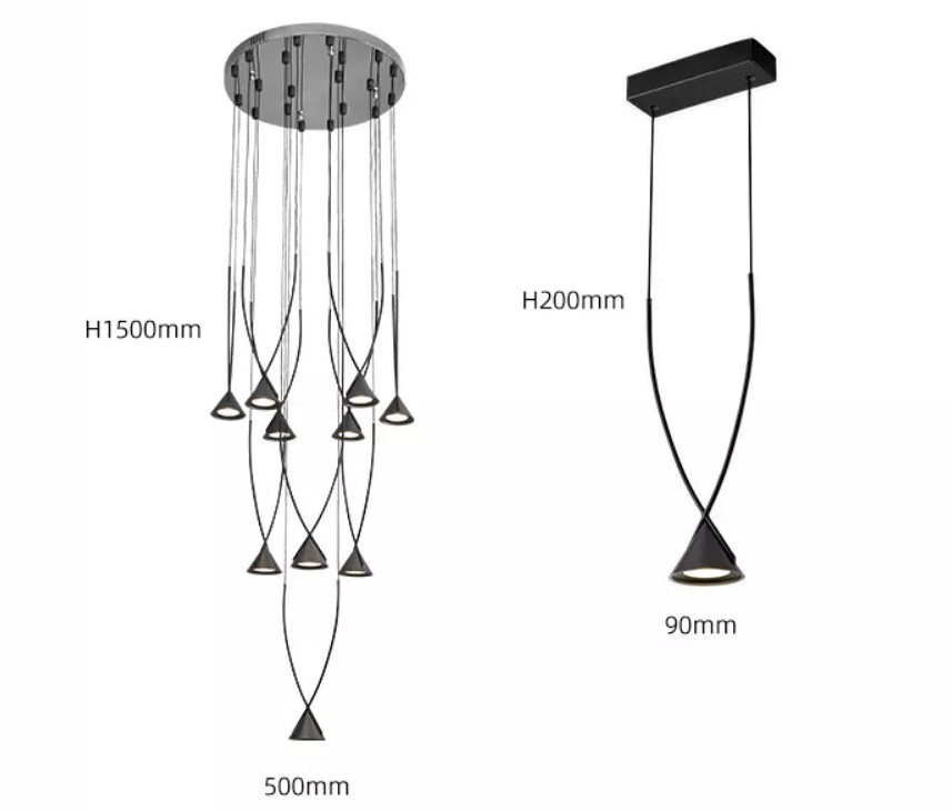 Modern Indoor Dining Room Black Pendant Restaurant Showroom Ceiling LED Chandelier