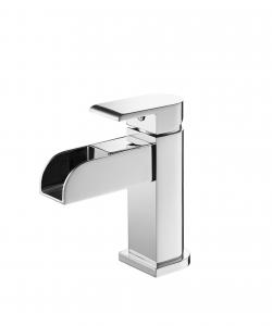 China Bathroom Sink Faucet Deck Mount Single Lever Waterfall Basin Mixer Tap LED， Single Hole, Chrome on sale