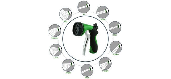 Commercial Water Hose Nozzle High Pressure 10 Pattern For Outdoor Lawn