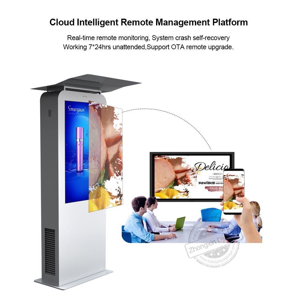 IP65 Waterproof Courtyard 43 Inch Digital Signage Remote Management Bus Station
