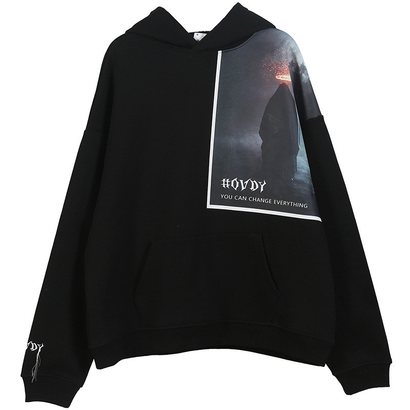 Black Pullover Hoodie Long Sleeve Custom Logo Custom samll quantity