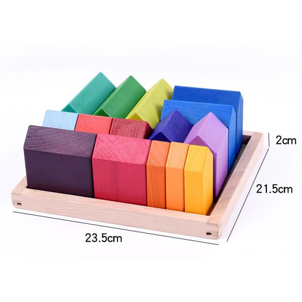 Baby 15cm Bridge Wooden Building Blocks Toy Nesting Rainbow Block Set