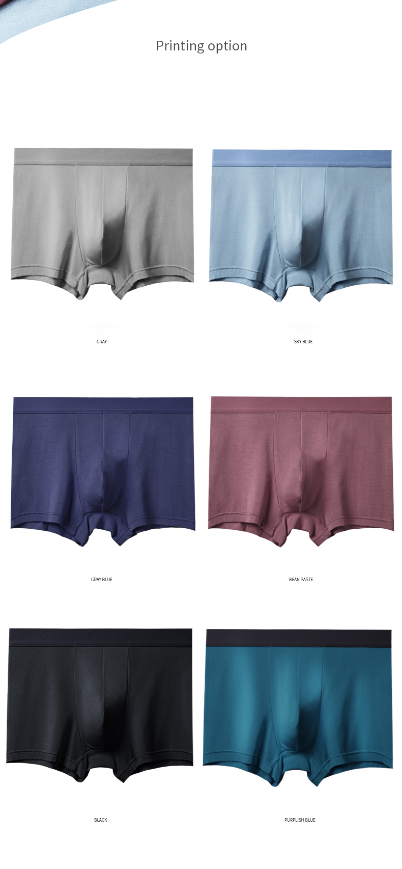 Regenerated Cellulose Mens Breathable Panties Solid Color Seamless Boxer Briefs Mens