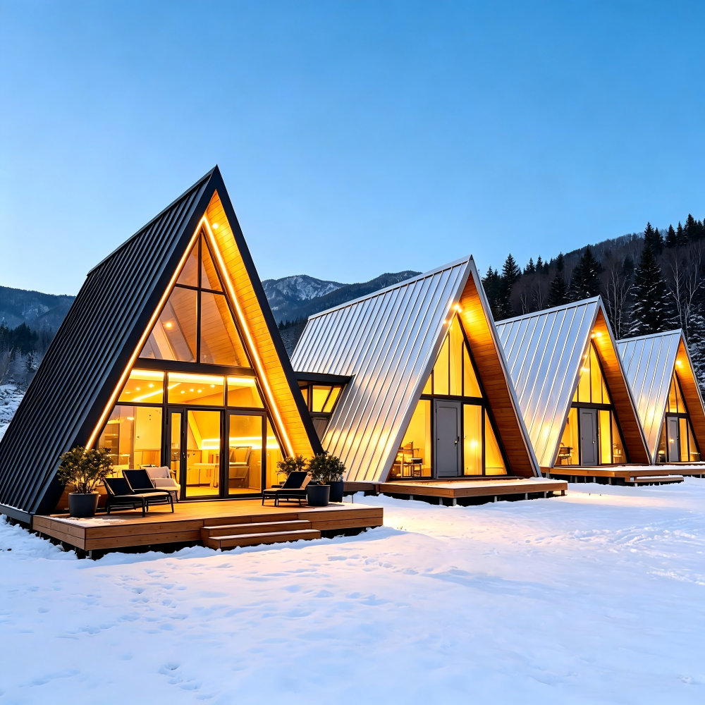 Premium Triangular Timber Modular Glamping Lodge Popular Prefab Bungalow Direct Factory Bulk Supply for Eco Campgrounds