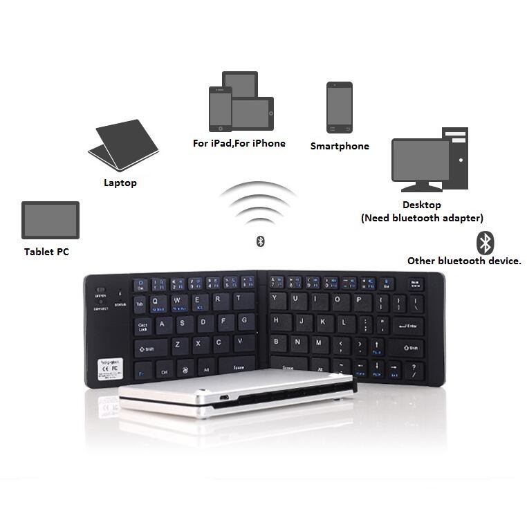 Foldable Bluetooth Keyboard with Stand Holder for Compatible IOS Android Windows