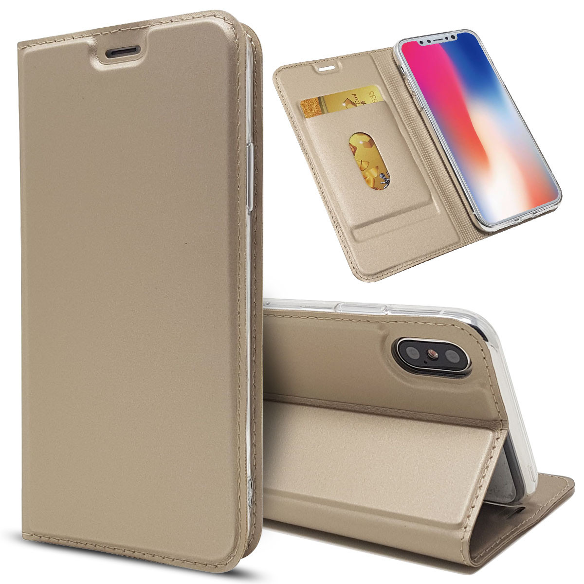 iPhone XS Wallet Case, Premium PU Leather Cell Phone Flip Cover for iPhone 5,6,7,8,X,XS,XS MAX,XR