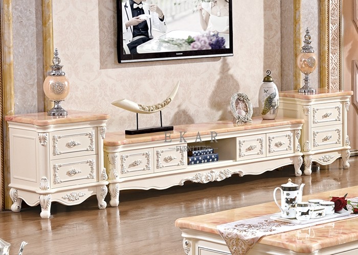 Luxury White Wood TV Table Living Room TV stands