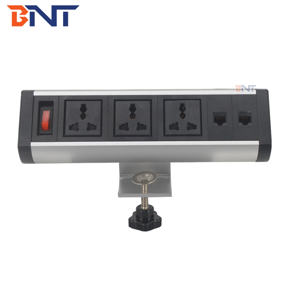 New design conference electrical power plug clamp on desk socket with rj45 internet port