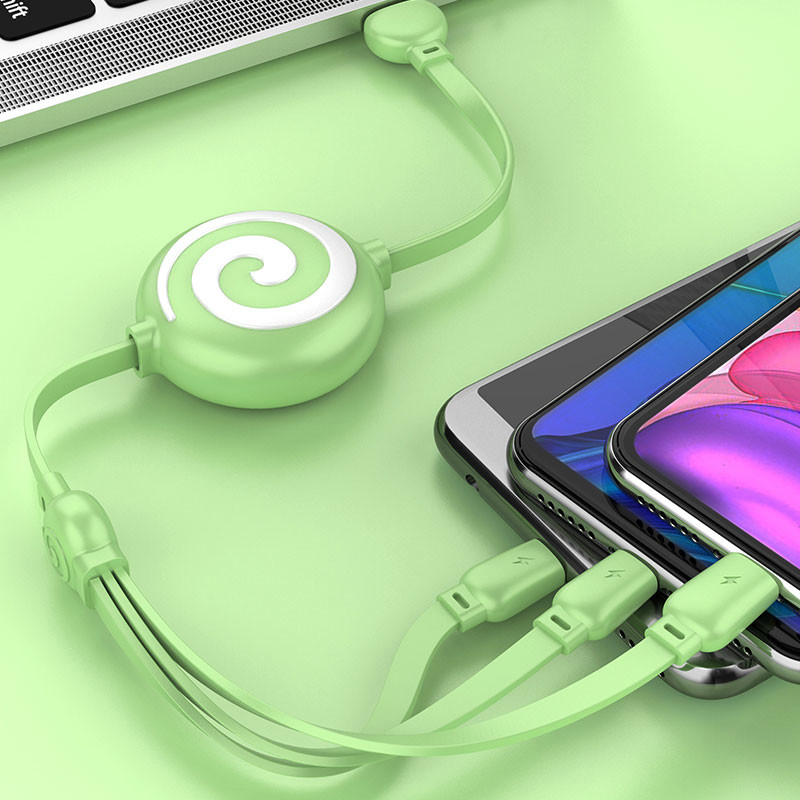 Silicone MAX 3A 100cm Multi Fast Charging Cable For Android 3 In 1
