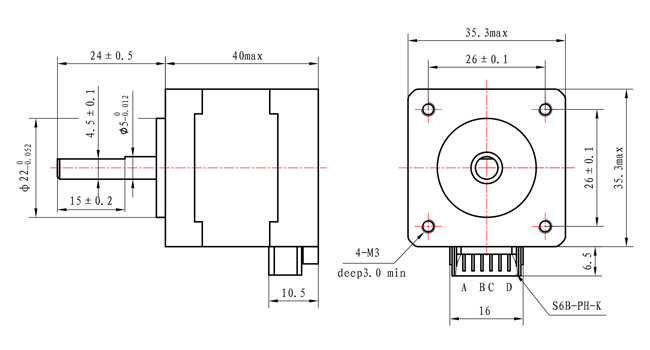 Casun 35mm Hybrid Stepper Motor NEMA 14 Stepper Motor For Stage Lighting