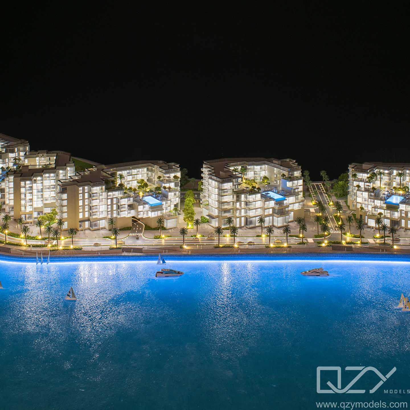 DAR GLOBAL Mini Architecture Models Block Building Design 1:250 Qatar Les Vagues