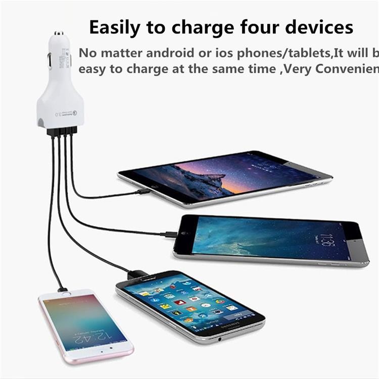QC3.0 4 Port USB Car Charger 7A 35W IPhone Charger Adapter