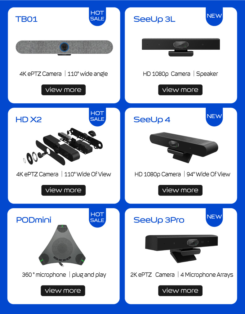 all in one video conference system build in miarophone array and speskerphone,4K ePTZ camera for home office and business