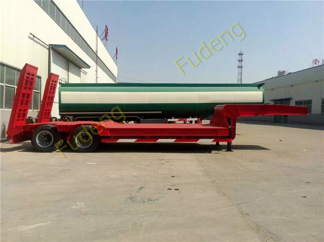 40 Ton 50 Ton 60 Ton Long Vehicle Low Bed Loader Semi Trailer , Low Bed Transport