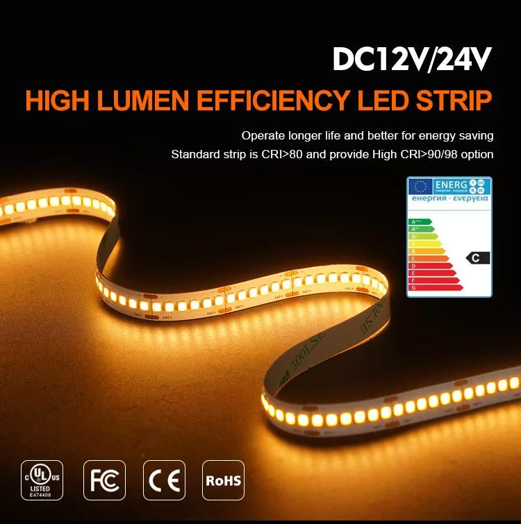 High Brightness 24v 140leds 8mm 2700K Warm Electroplate Board SMD2835 Led Strip Light