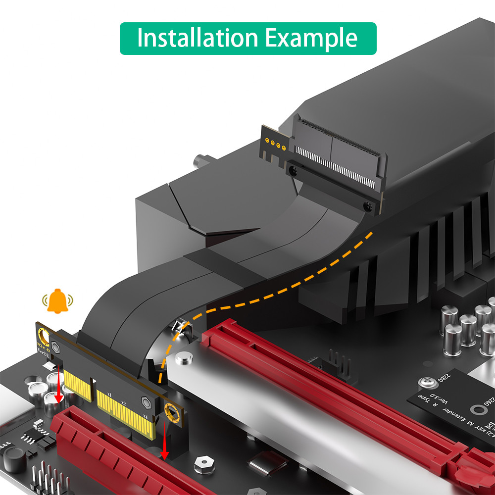 180 Degree SFF-8639 (U.2) To PCI-E 3.0 4X Ribbon Extender Cable for U.2 NVME SSD High speed transmission without delay