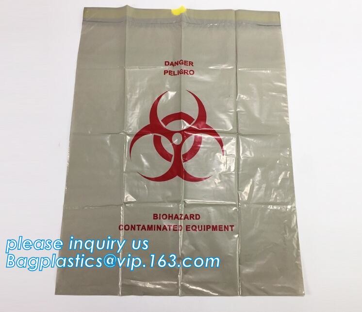 Biohazardous Waste Bag Available in Different Size and Thickness, HDPE/LDPE/PP autoclave bags medical garbage bag for bi