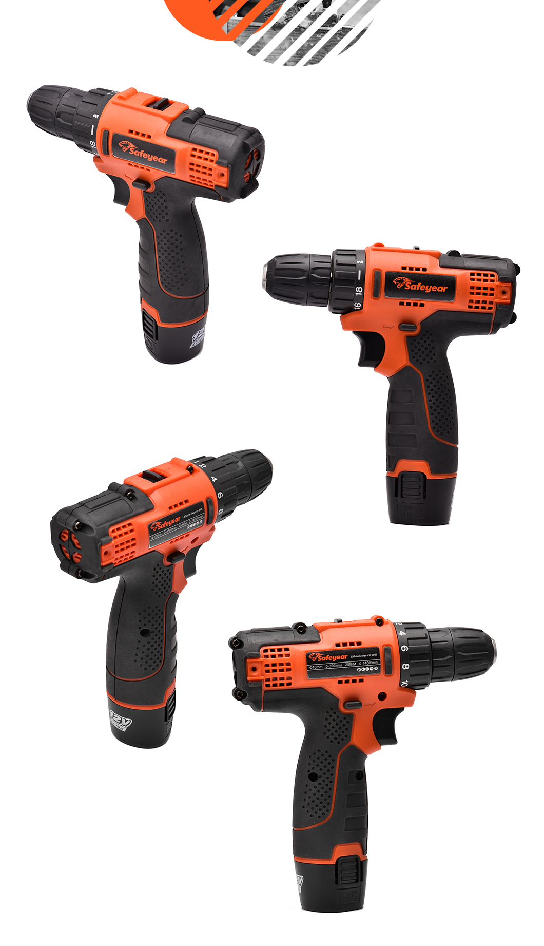25N.M Drill Set Cordless Handheld Power Drills 12v Cordless Electric Screwdriver Set