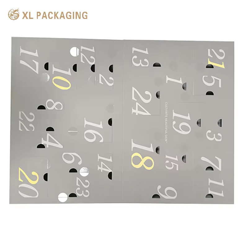 Custom Luxury Christmas Makeup Count Down Box Cosmetic Advent Calendar Packaging Box Advent Calendar Gift Box With Flocked Tray