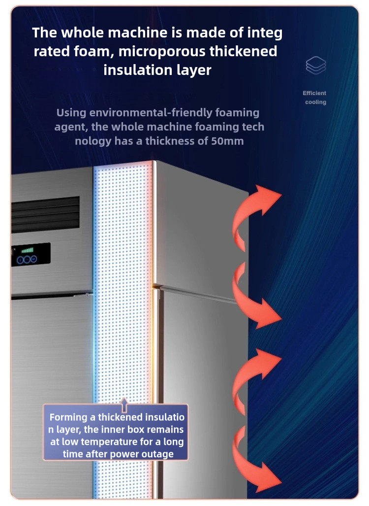 Commercial Fridge Freezer Refrigerator Stainless Steel Vertical Chiller with 4 Doors