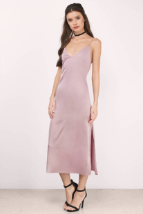 Sexy Satin Summer Midi Dress Women with Slit