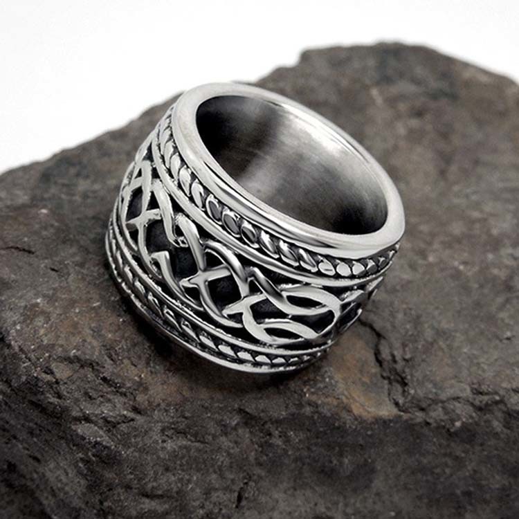 Vintage Old Titanium Stainless Steel with Sterling Silver Plated Band Ring ()