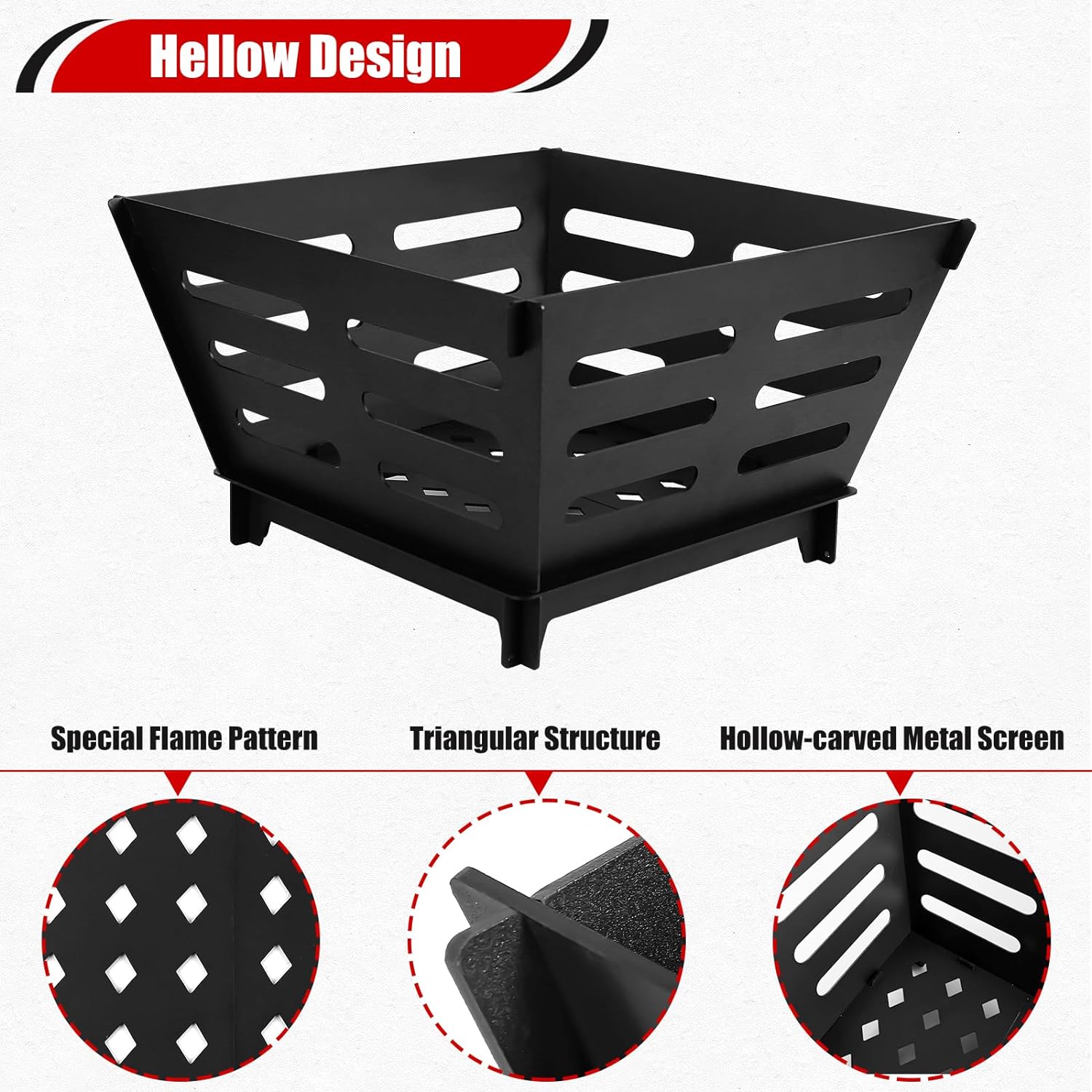 17" Portable Fire Pit Outdoor Collapsible Wood Burning Fire Pit for Camping Bonfire Backyard Garden Picnic Patio