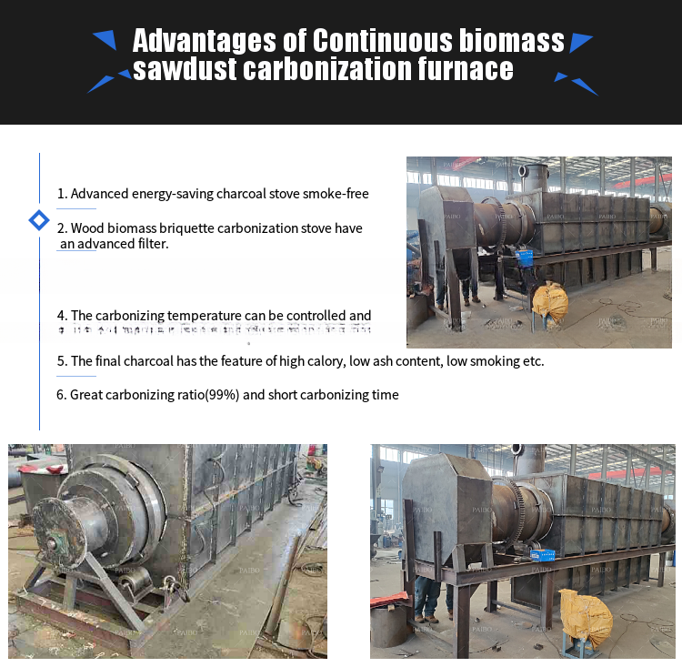 Wood Charcoal Production Activated Carbonizing Furnace with Stainless Steel 220V 5000