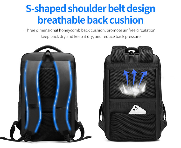 Factory selling custom logo men's waterproof business travel 15.6-inch laptop Backpack