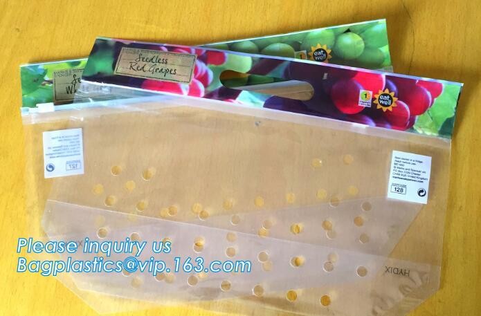 waterproof slider zipper plastic bags zip food packing bag, fresh fruit packaging bag with zipper, slider zip lock grape